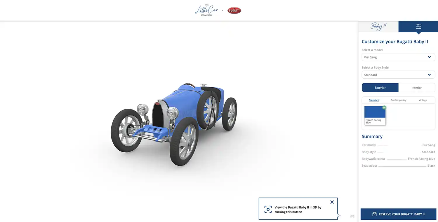 The Little Car Company Launches Cutting-Edge Bugatti Baby II Configurator